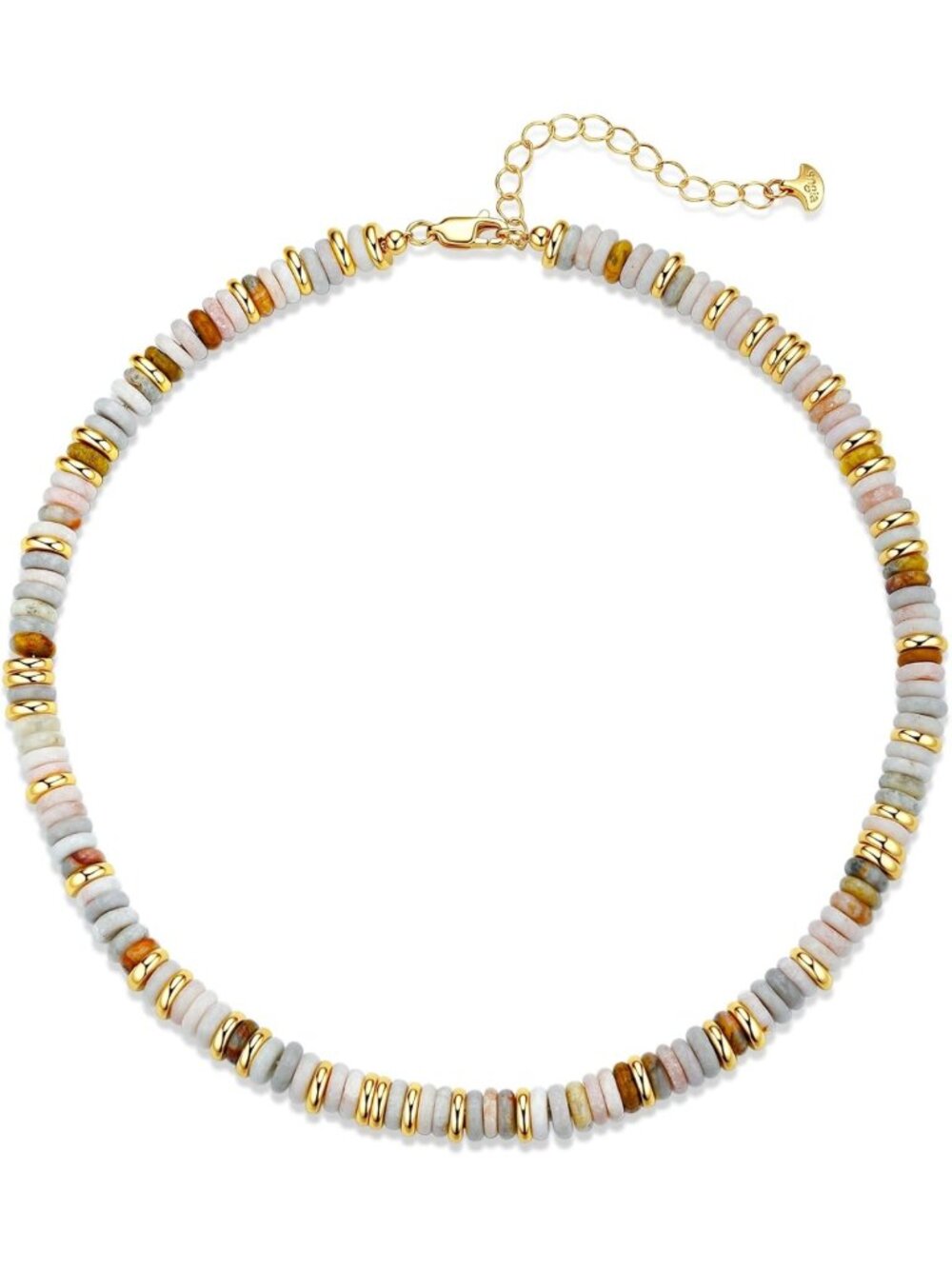 18K Gold Plated Adjustable Colorful Gemstone Quartz Bead Choker Necklace